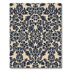 Navy Symmetrical Floral Damask Rug