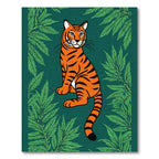 Orange Tiger Among Green Ferns Rug