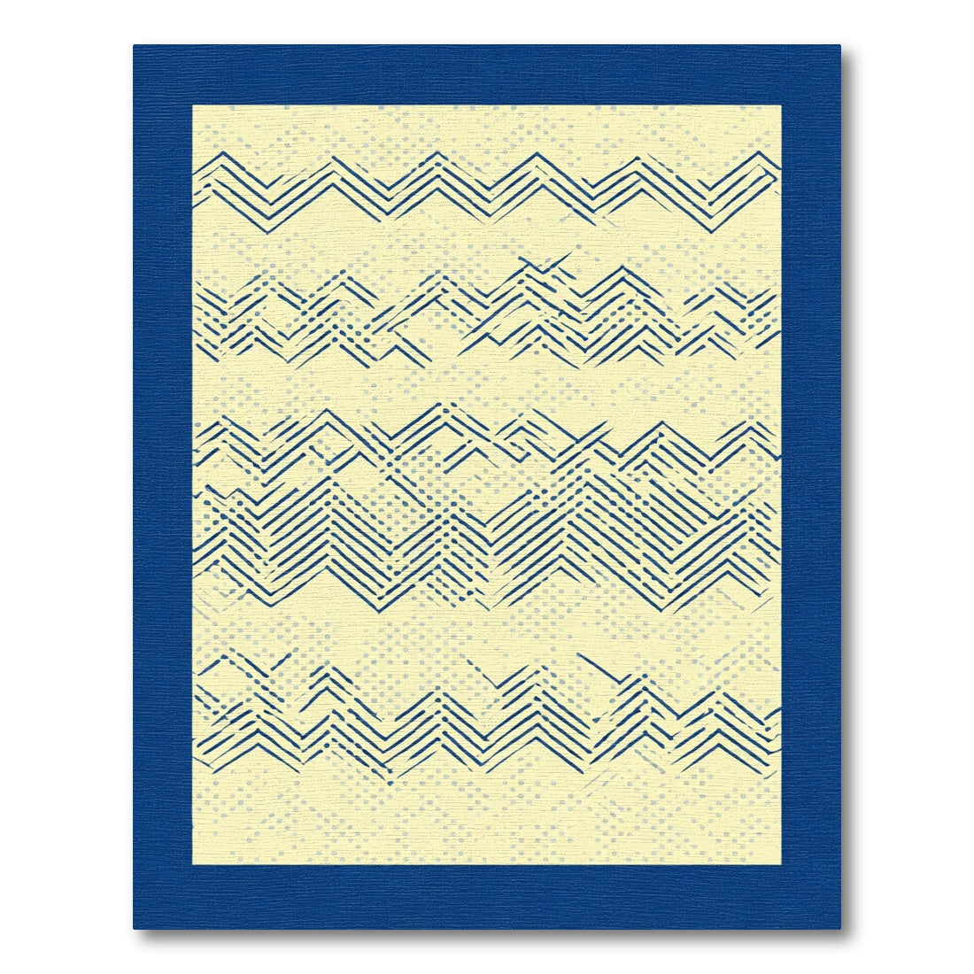 Navy Blue Broken ZigZag Stripes Rug