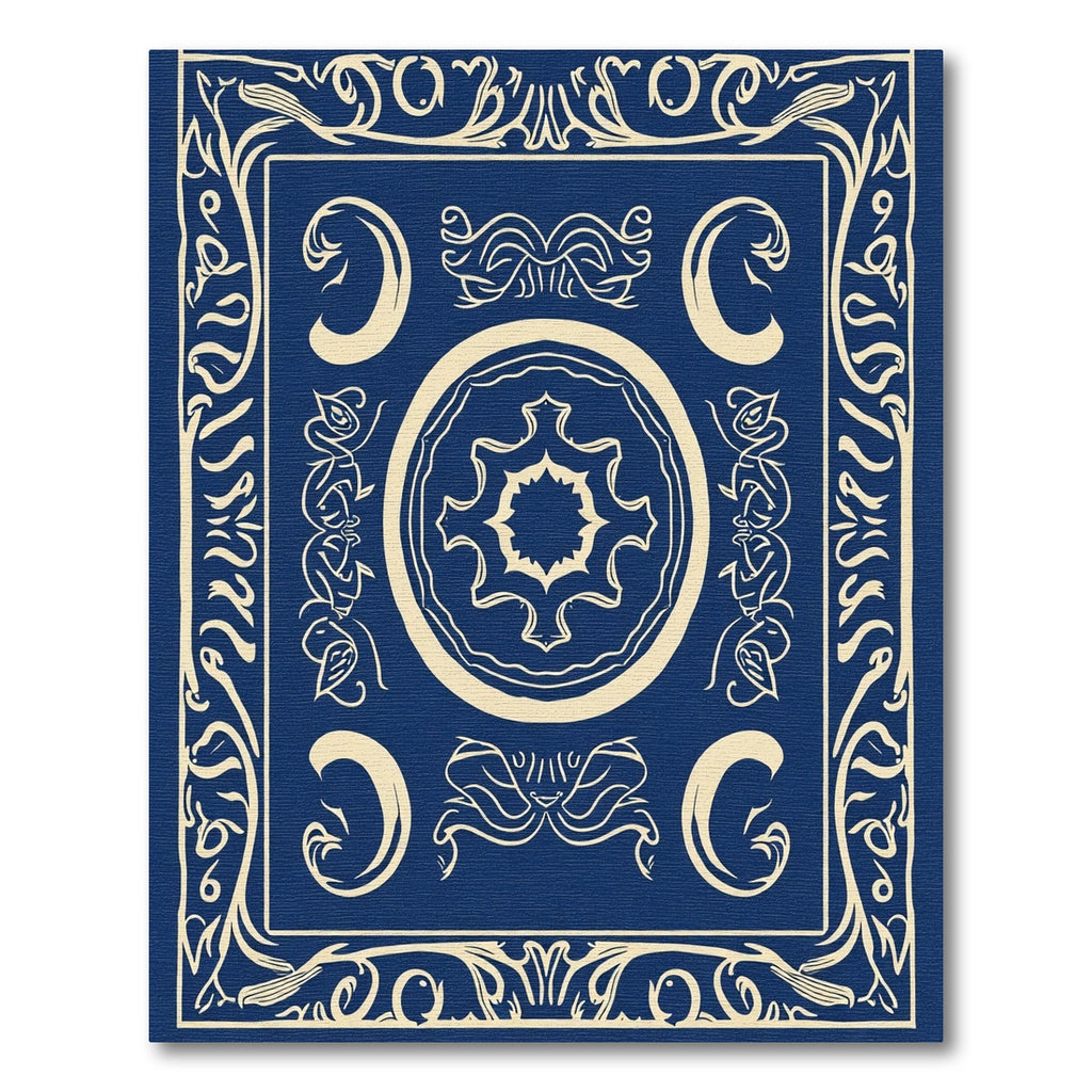 Navy Blue Ornate Mandala Medallion Rug