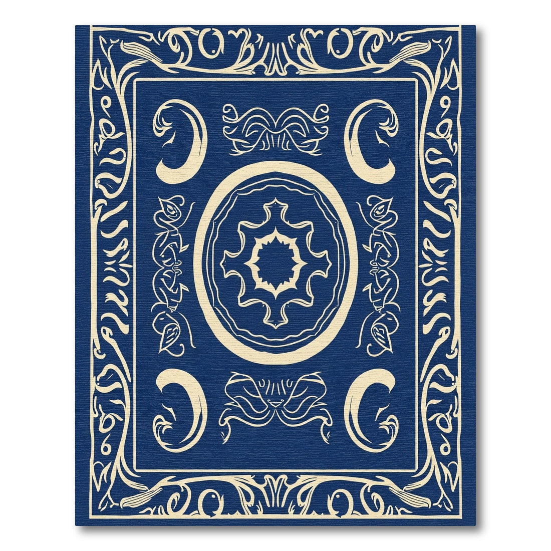Navy Blue Ornate Mandala Medallion Rug