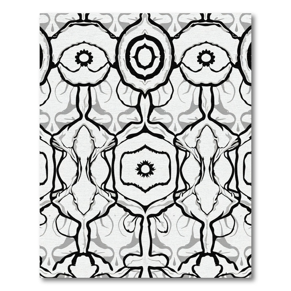 Monochromatic Symmetrical Floral Art Rug
