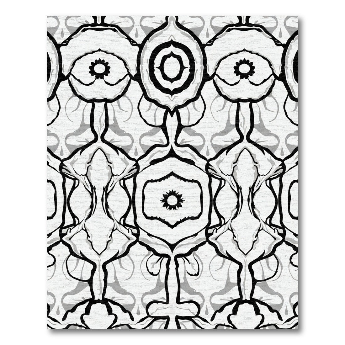 Monochromatic Symmetrical Floral Art Rug