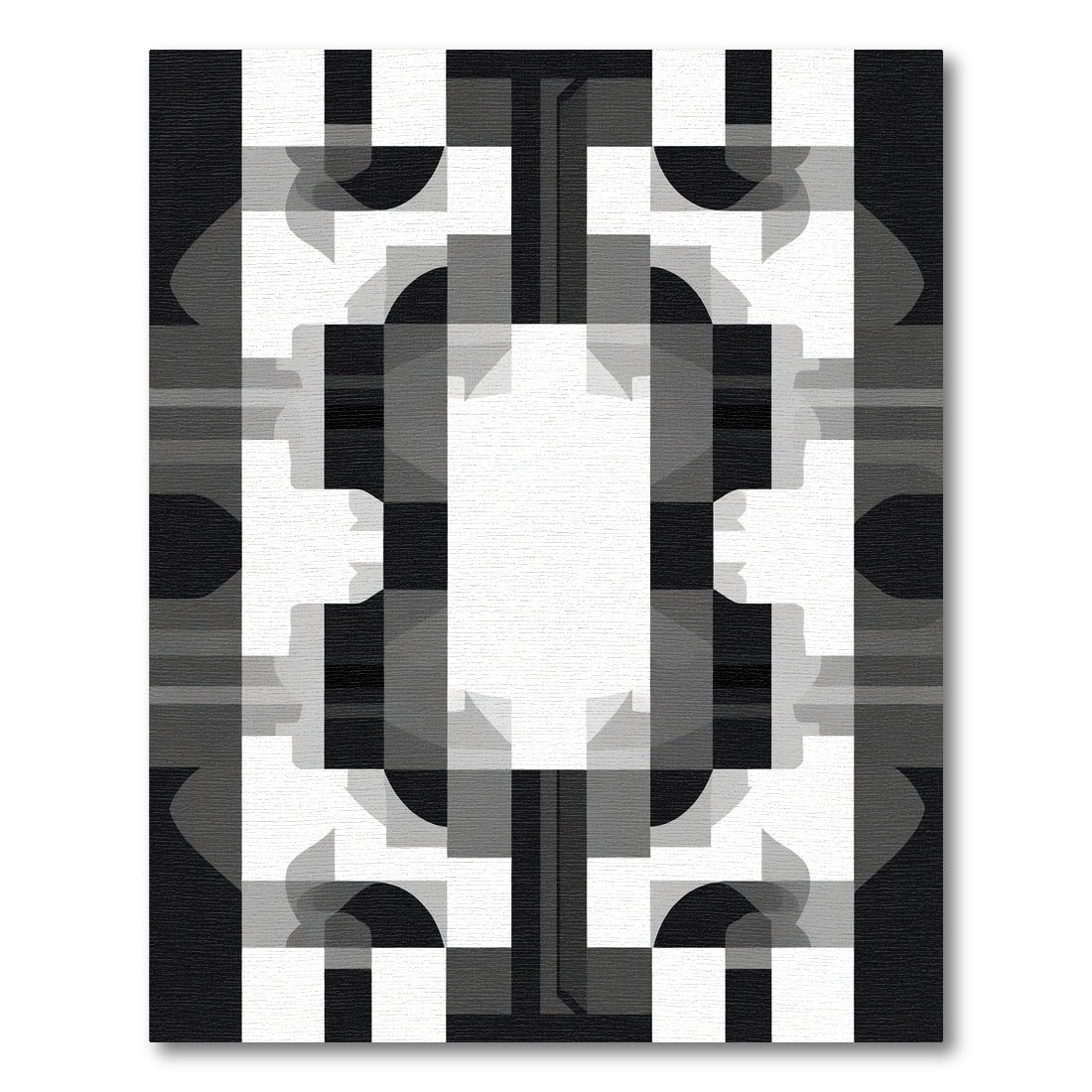 Modern Black White Geometric Collage Rug