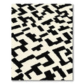 Black White Abstract Geometric Maze Rug