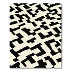 Black White Abstract Geometric Maze Rug