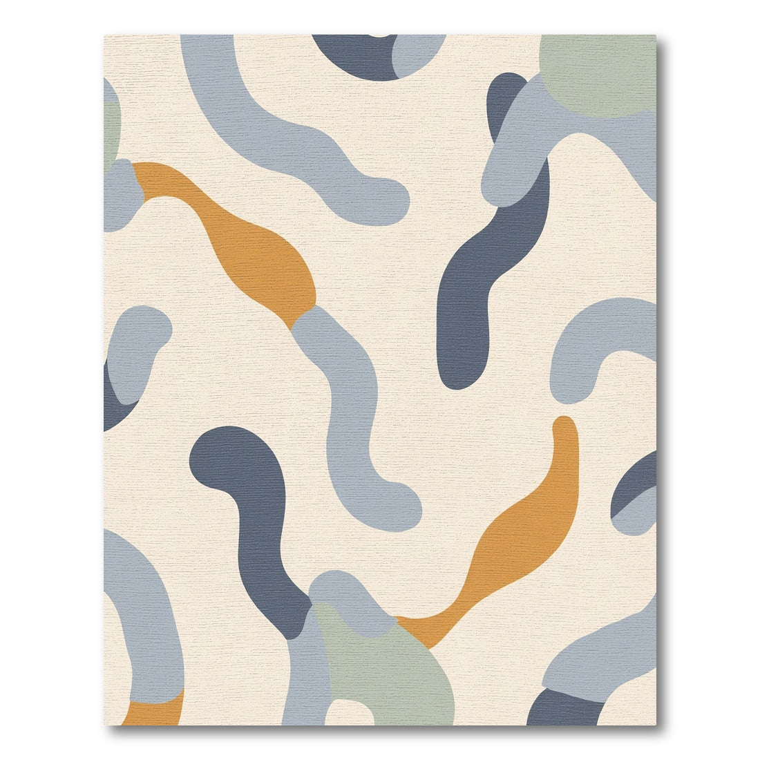 Abstract Ochre Blue Cream Shapes Rug