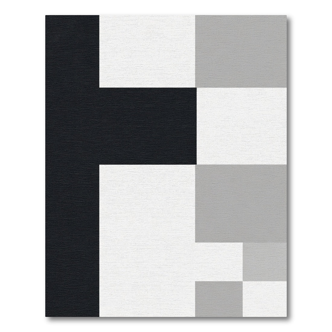 Modern Monochrome Geometric Blocks Rug