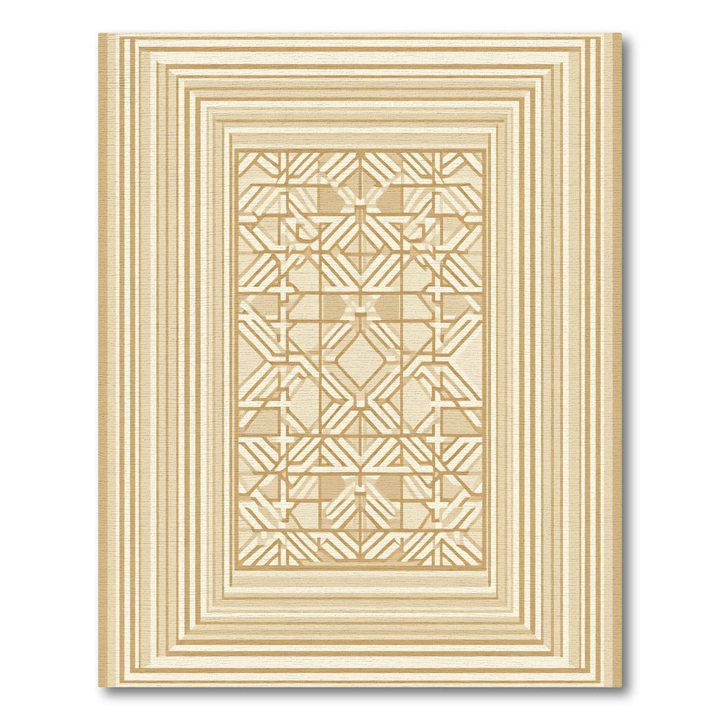 Pale Gold Geometric Nested Rectangles Rug