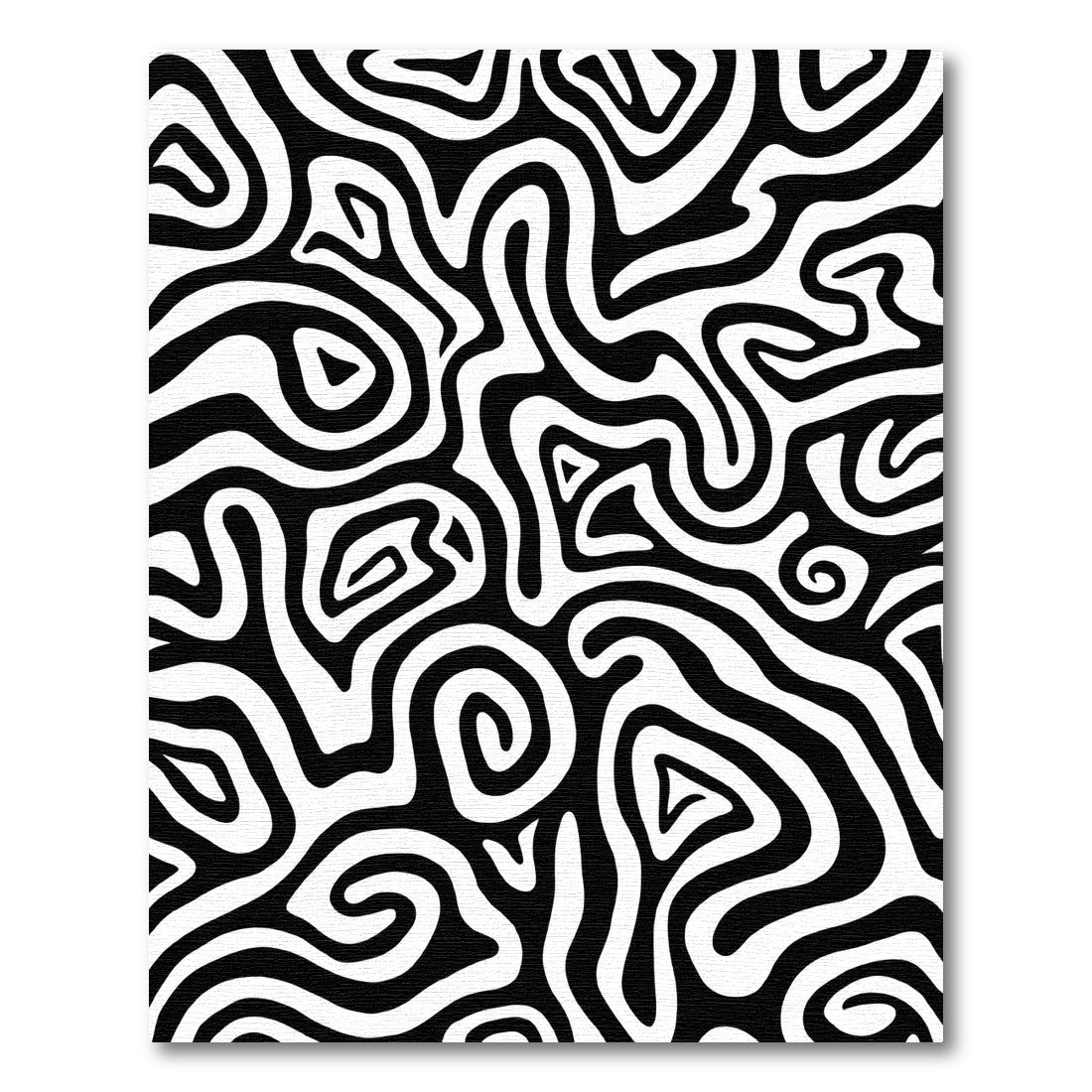 Black White Abstract Organic Flow Rug