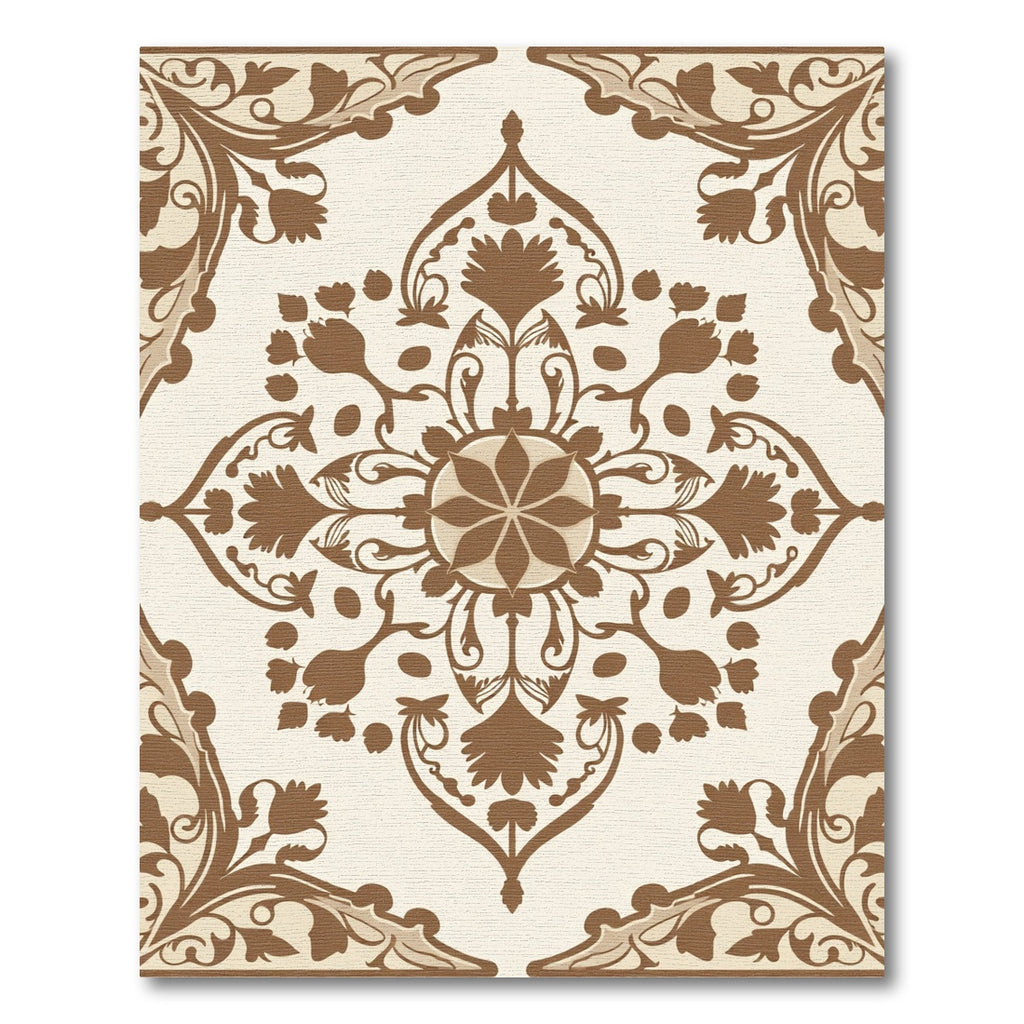 Brown Floral Medallion Arabesque Rug