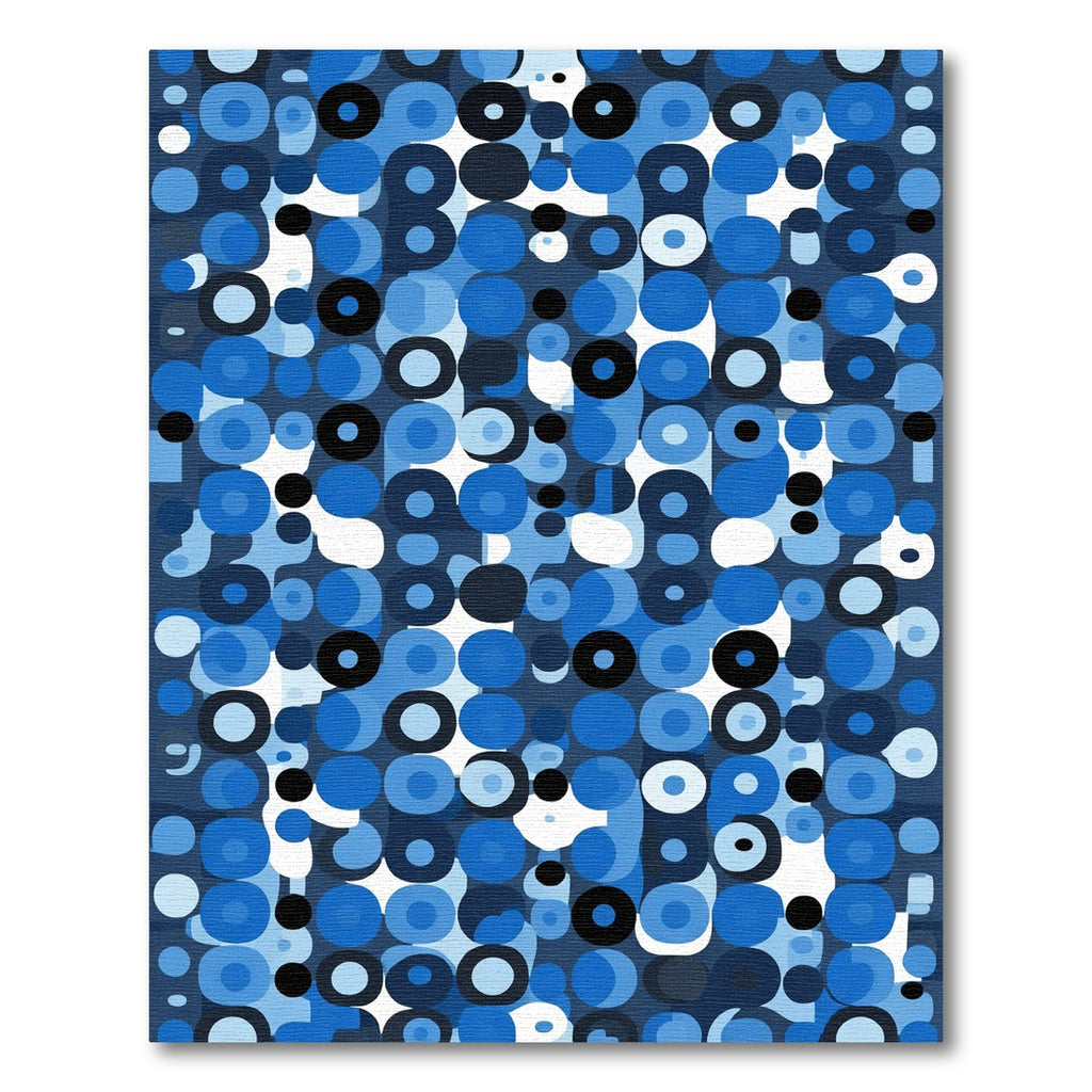 Deep Blue Rounded Geometric Mosaic Rug