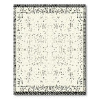 Abstract Black White Speckled Border Rug
