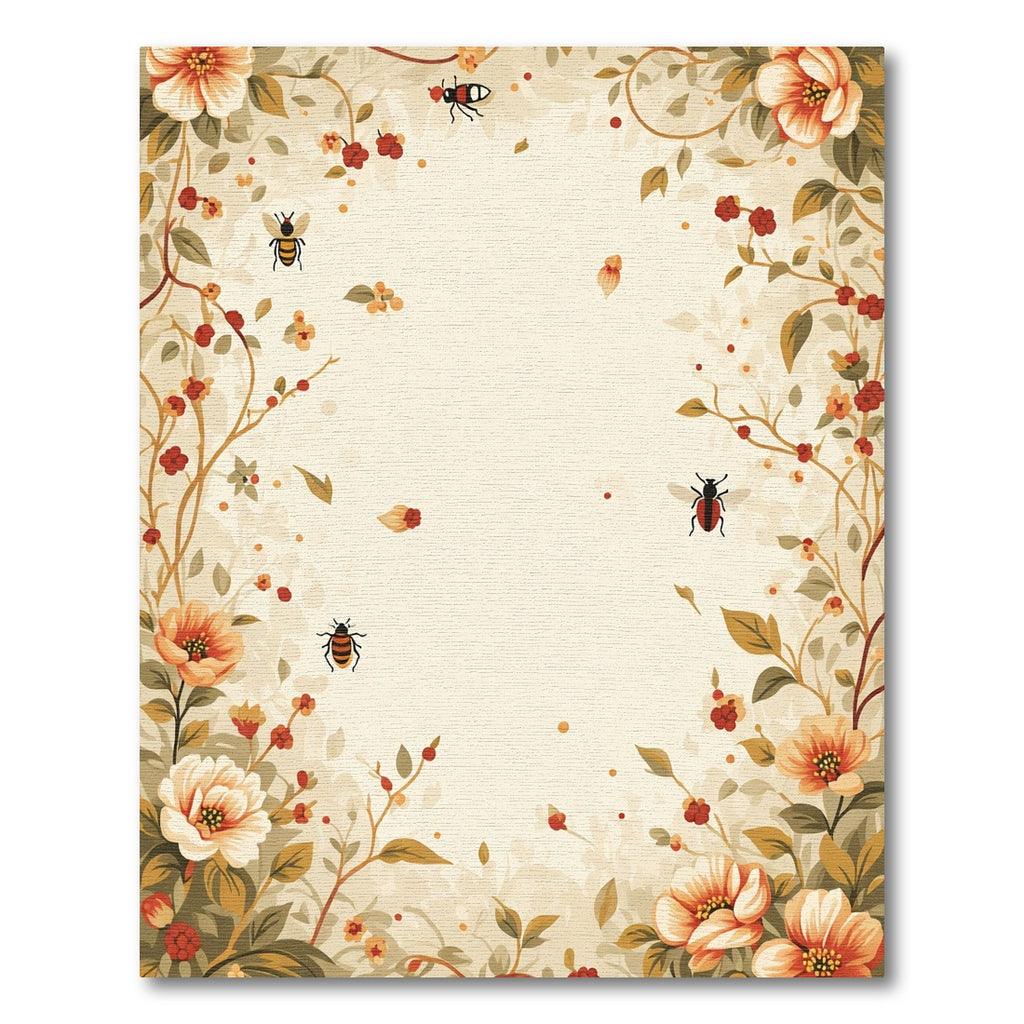 Whimsical Floral Garden Bees Ladybugs Rug