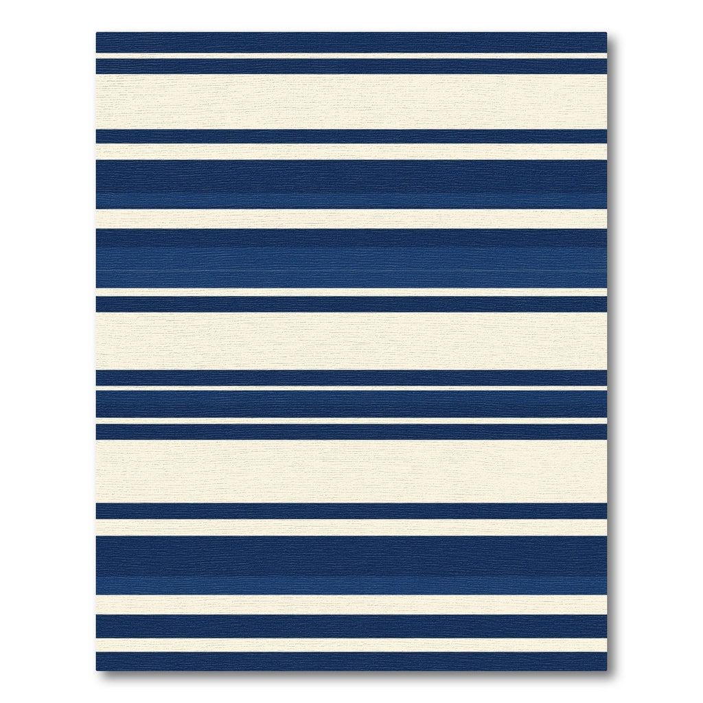 Navy White Ivory Horizontal Stripe Rug
