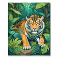 Bold Tiger Jungle Leaves Rug