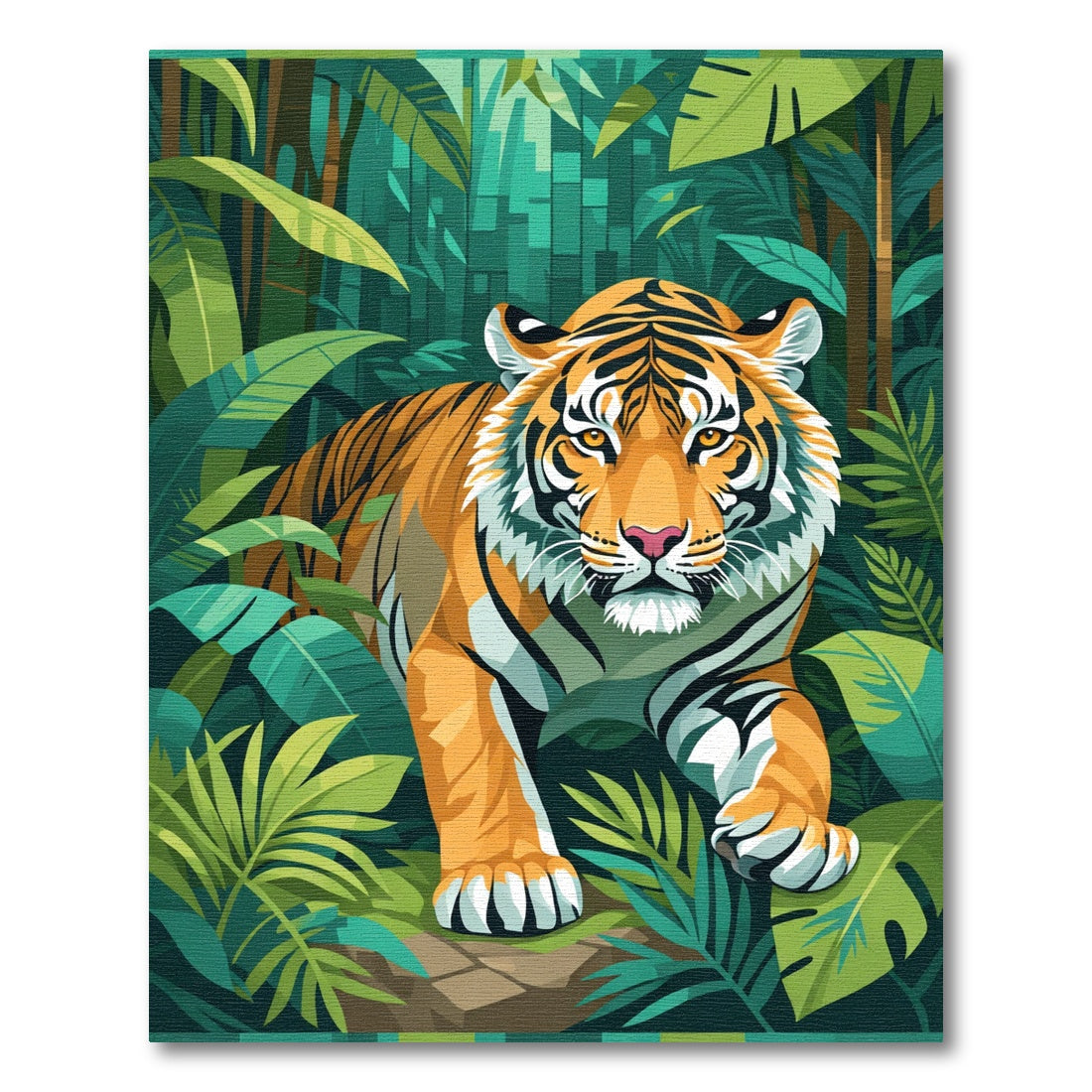 Bold Tiger Jungle Leaves Rug