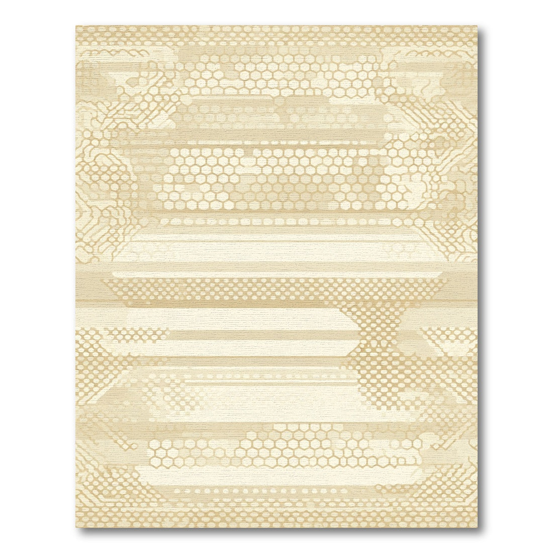 Golden Honeycomb Geometric Stripes Rug