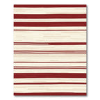 Crimson And Cream Striped Texture Rug