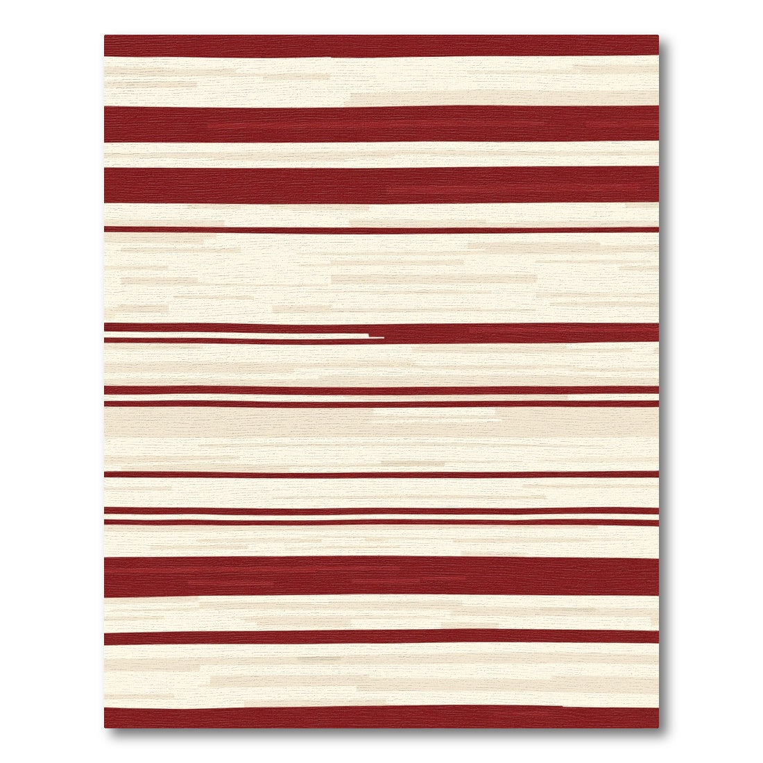 Crimson And Cream Striped Texture Rug