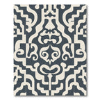 Deep Blue Cream Baroque Scroll Rug