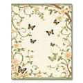 Cream Butterfly Blossom Vine Border Rug