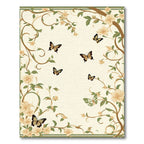 Cream Butterfly Blossom Vine Border Rug