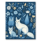Whimsical Animals Floral Garden Blues Rug