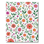 Bright Red Pink Yellow Floral Meadow Rug