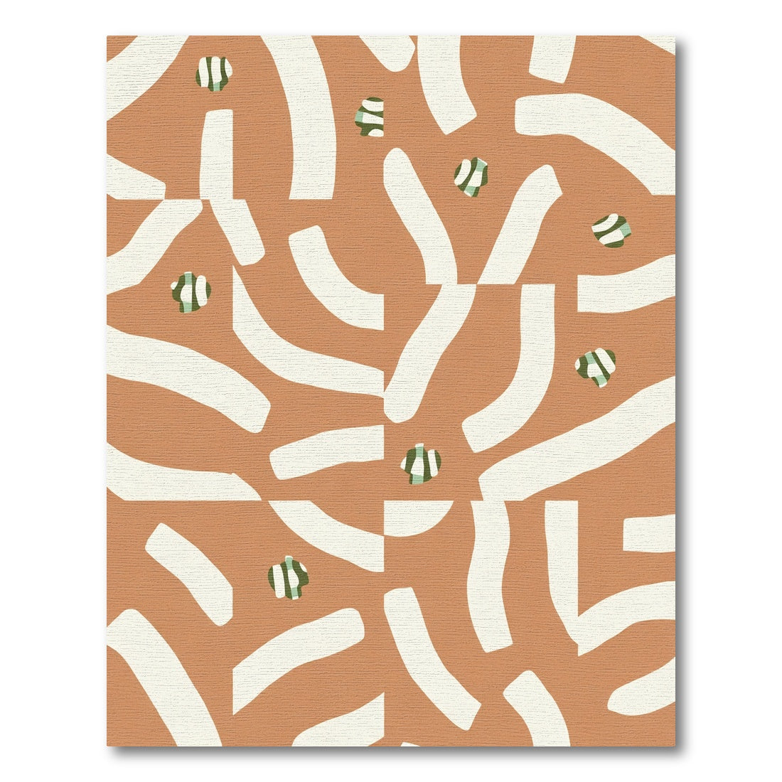 Terracotta White Abstract Stripe Pebble Rug