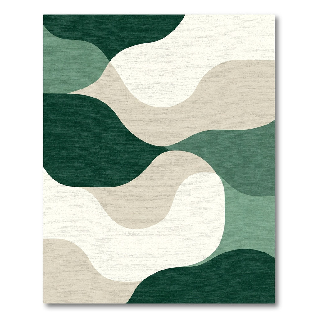Organic Flowing Curves Green Abstract Rug