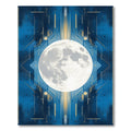 Cosmic Moon Blue Geometric Lines Rug