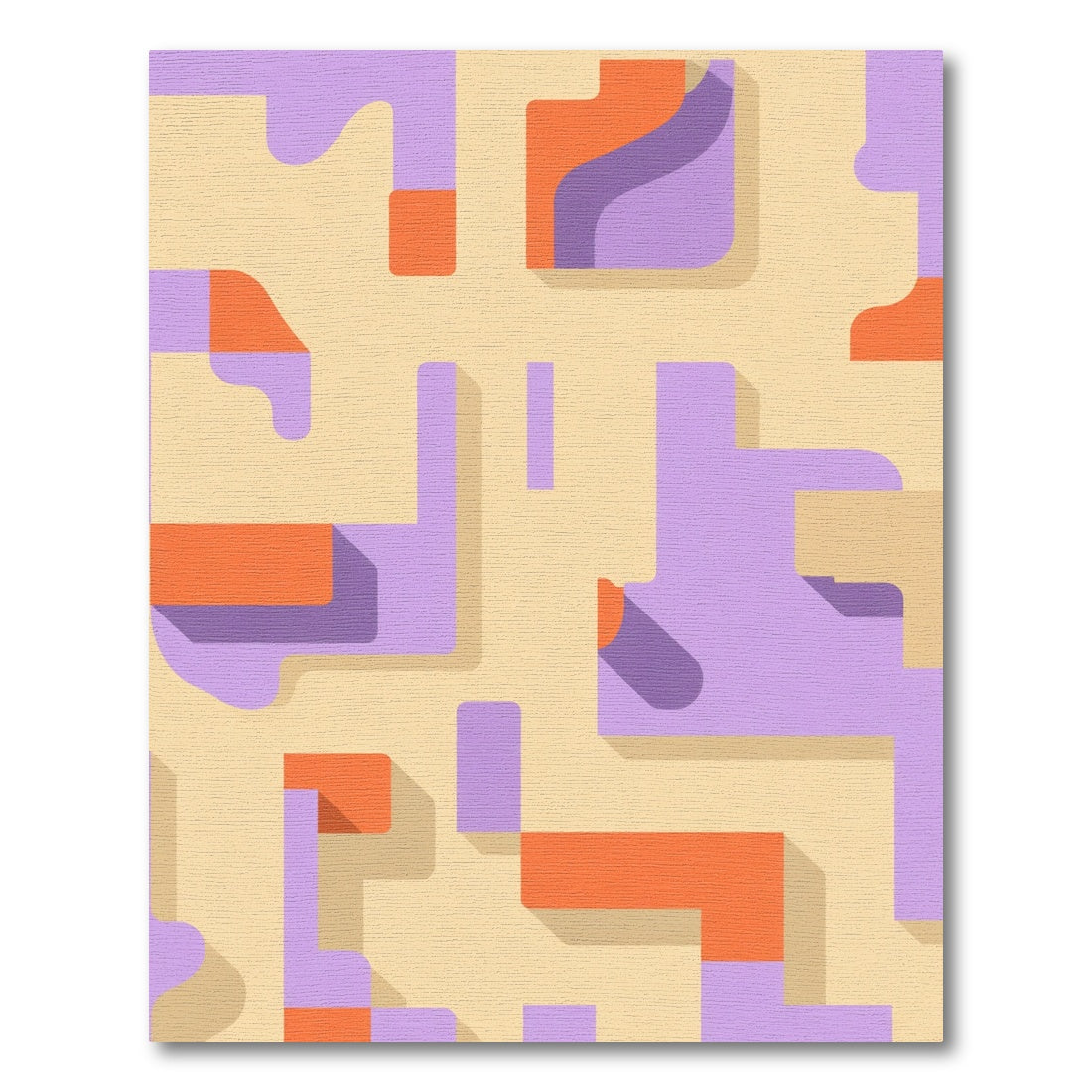 Geometric Lavender Cream Orange Shapes Rug