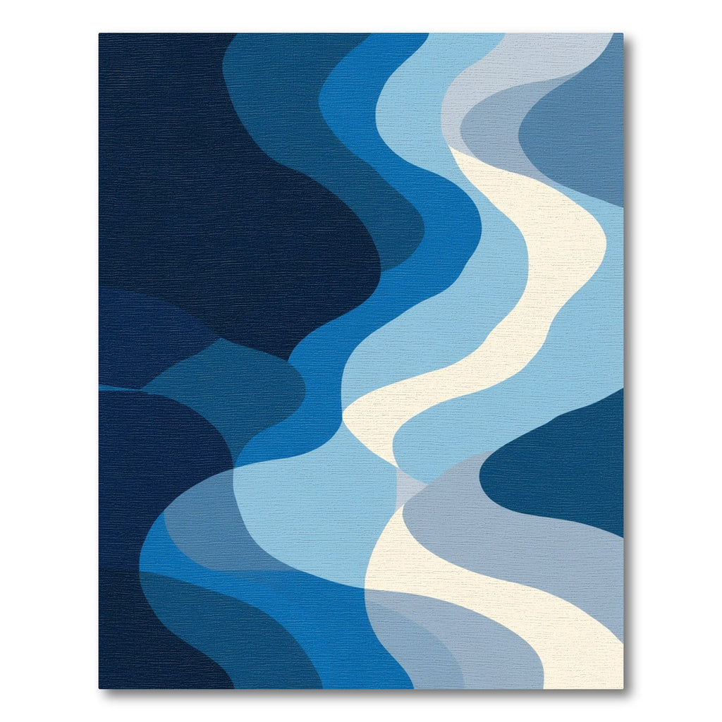 Marine Blue Flowing Waves Rug