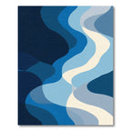 Marine Blue Flowing Waves Rug