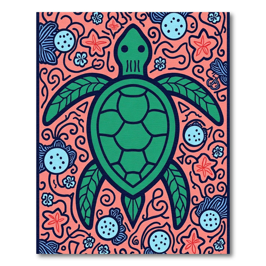 Green Turtle Coral Marine Life Rug