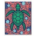 Green Turtle Coral Marine Life Rug