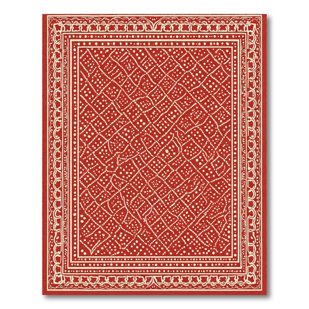 Crimson White Contemporary Lattice Garden Rug