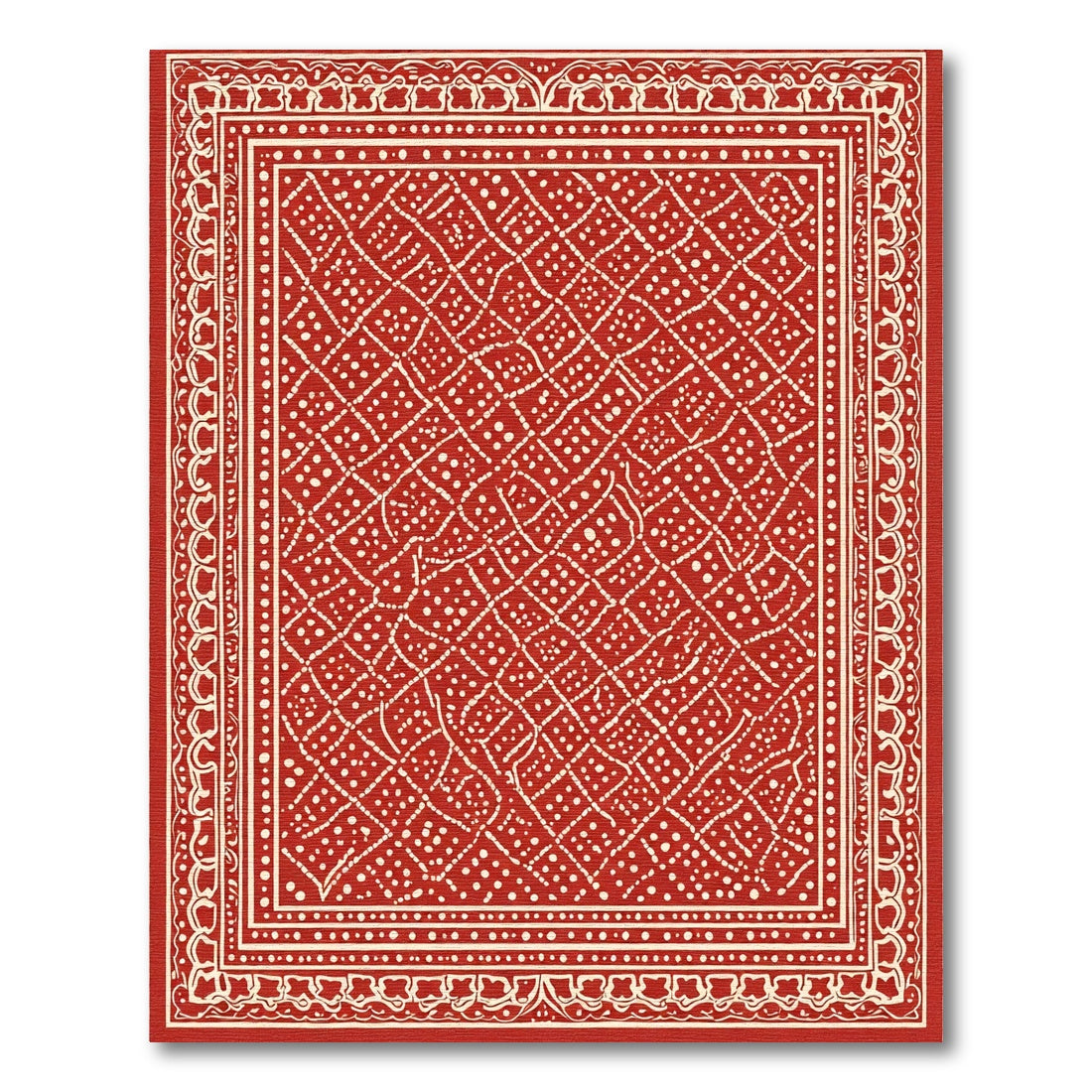 Crimson White Contemporary Lattice Garden Rug