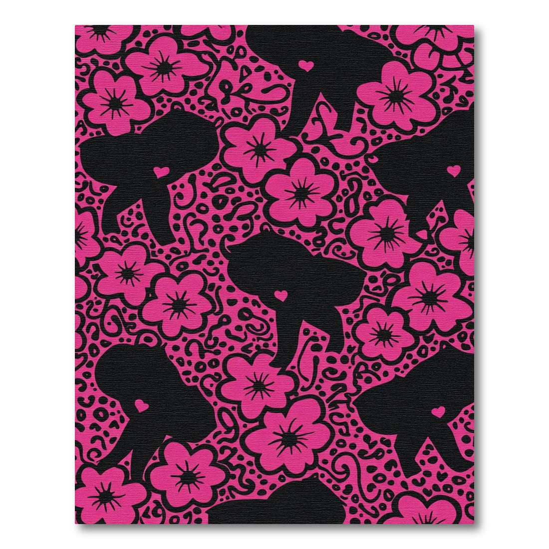 Hot Pink Elephant Floral Whimsy Rug