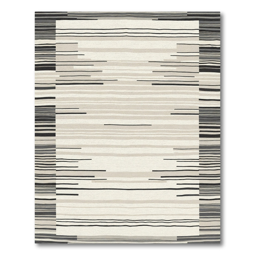 Striped Neutral Horizon Abstract Rug