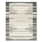 Striped Neutral Horizon Abstract Rug