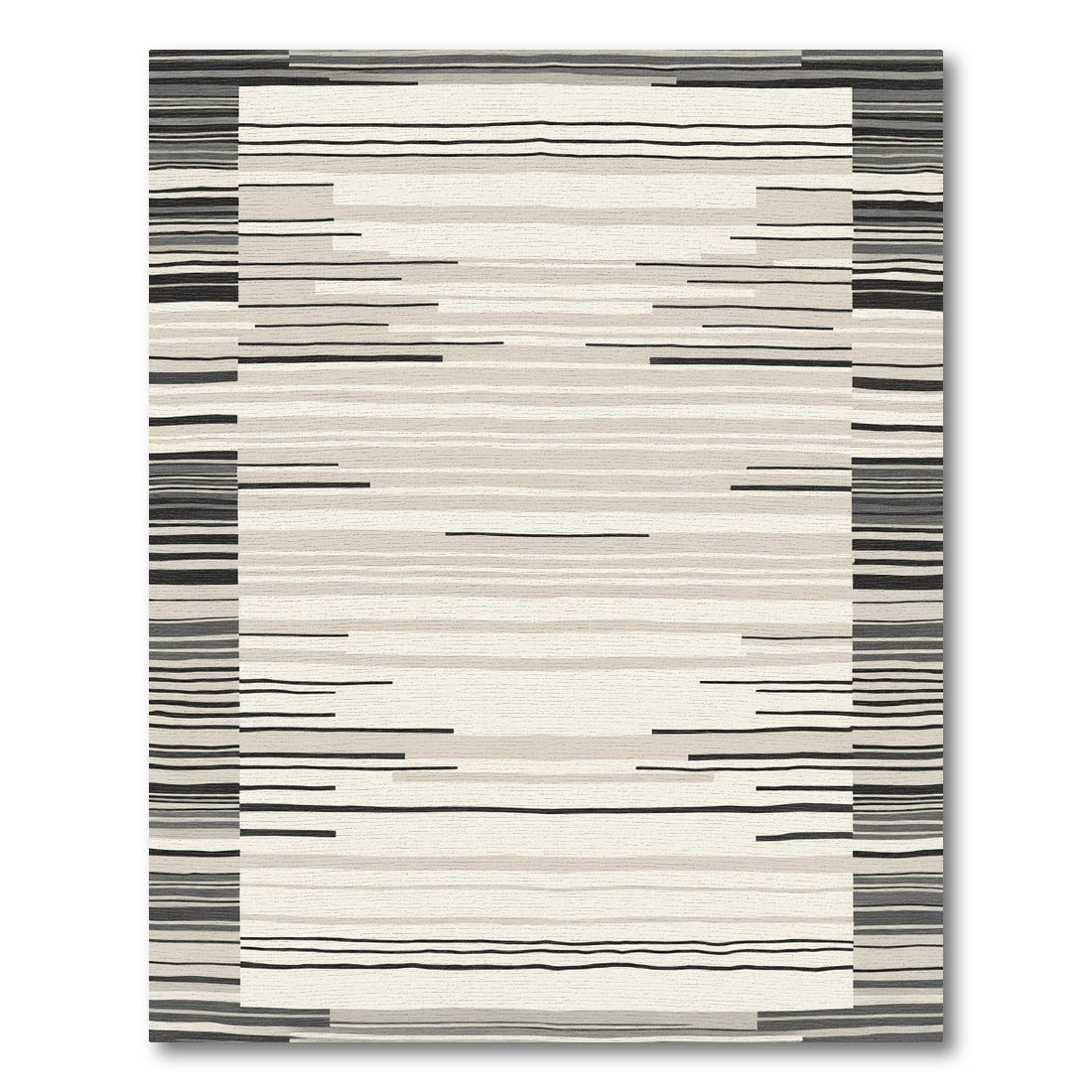 Striped Neutral Horizon Abstract Rug