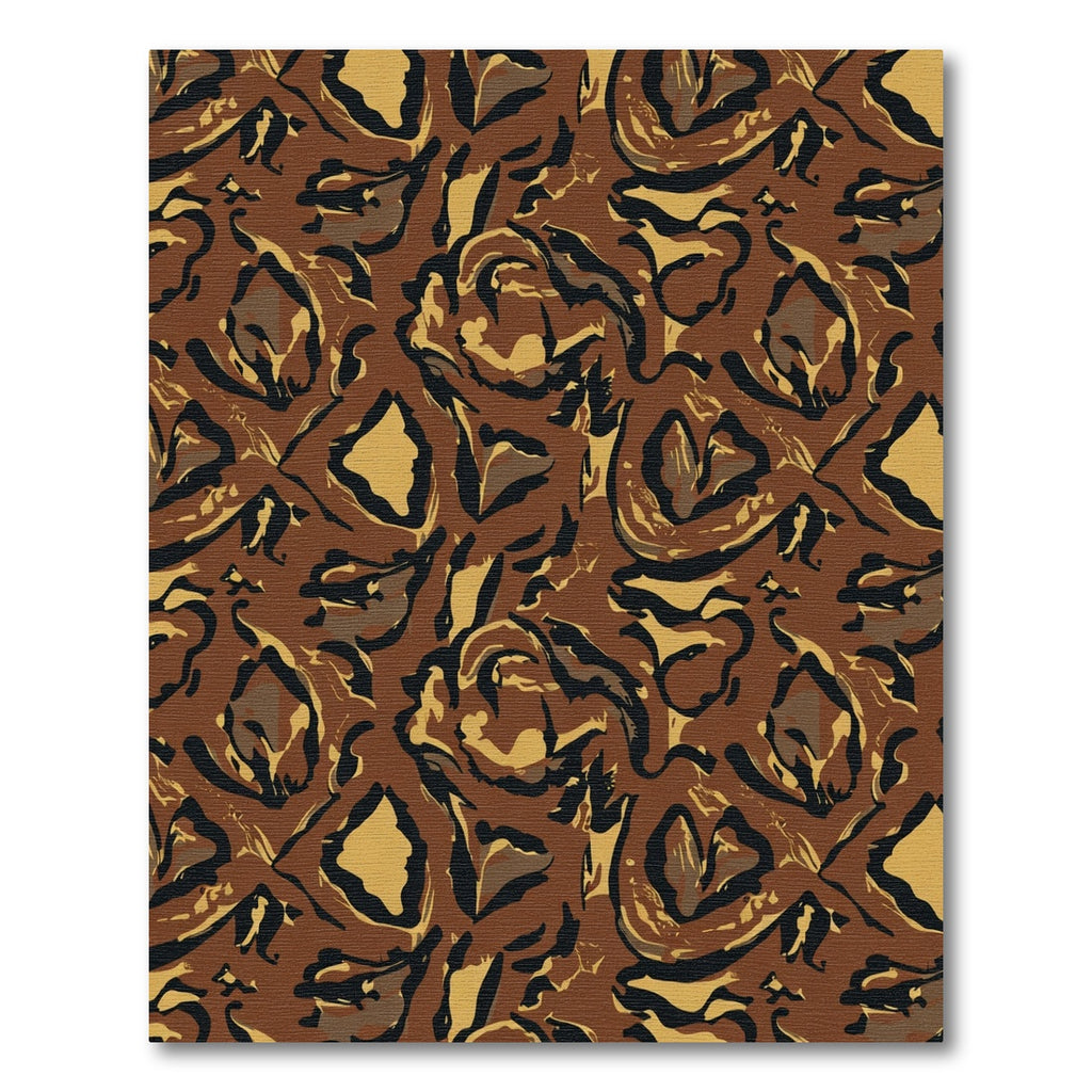 Brown Black Gold Abstract Swirl Rug
