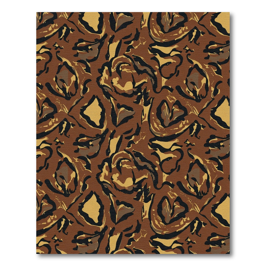 Brown Black Gold Abstract Swirl Rug