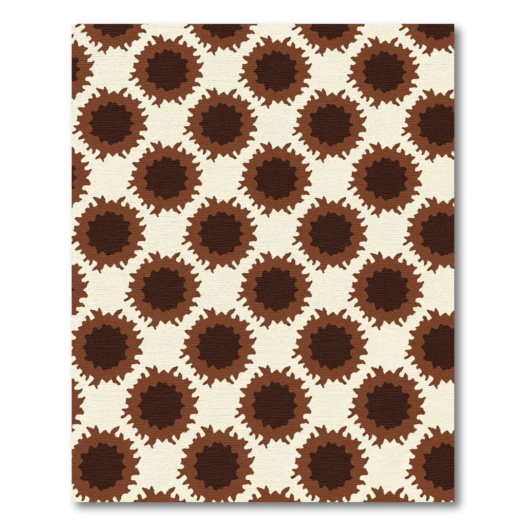 Cream Brown Sunburst Repeat Rug