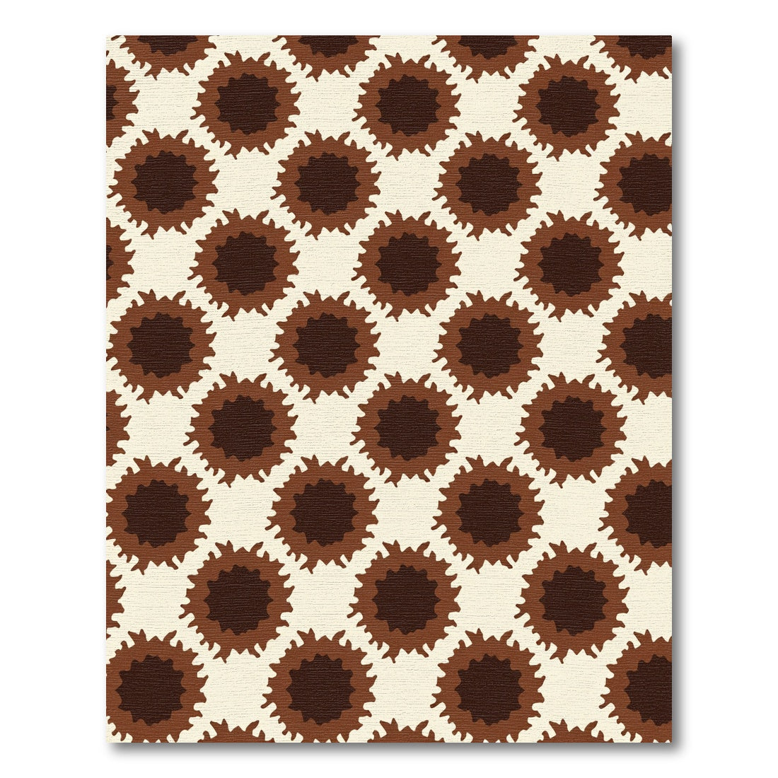 Cream Brown Sunburst Repeat Rug