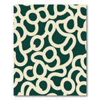 Cream Abstract Swirls Deep Green Rug