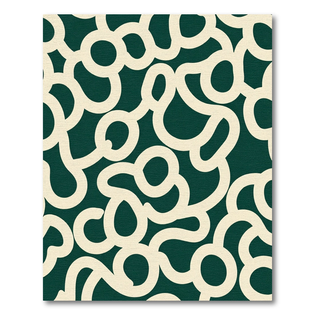 Cream Abstract Swirls Deep Green Rug