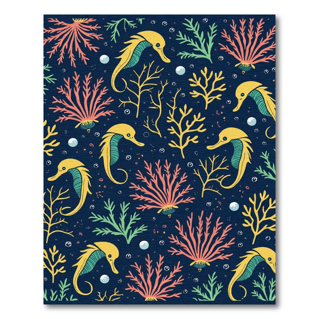 Yellow Seahorse Coral Sea Garden Rug